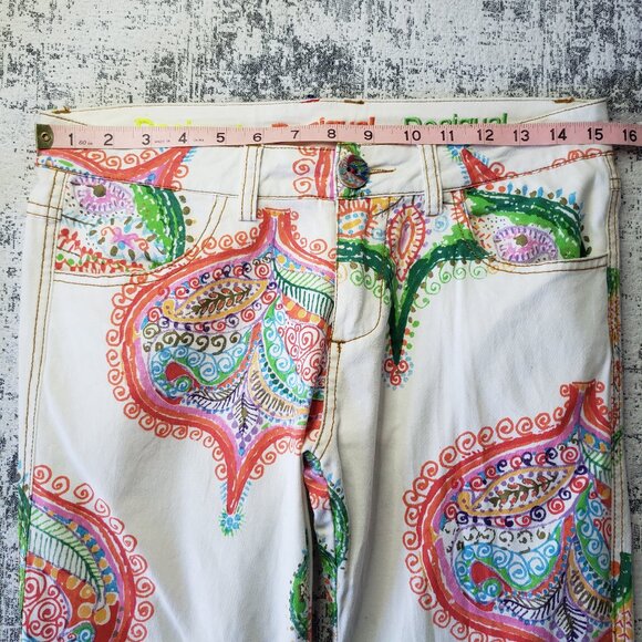 Bright + Lovely Desigual Spain Psychadelic Floral Pants Trousers Jeans! - Picture 8 of 16